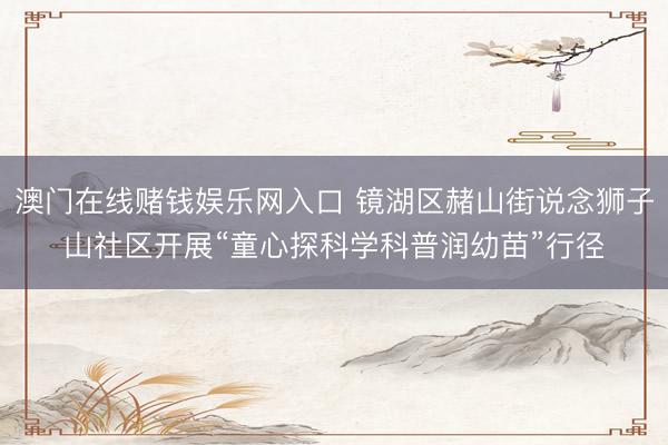 澳门在线赌钱娱乐网入口 镜湖区赭山街说念狮子山社区开展“童心探科学科普润幼苗”行径