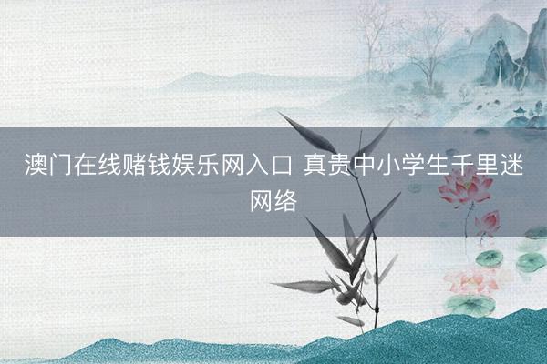澳门在线赌钱娱乐网入口 真贵中小学生千里迷网络