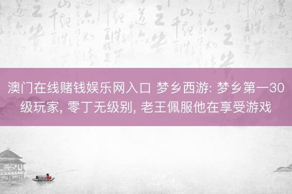 澳门在线赌钱娱乐网入口 梦乡西游: 梦乡第一30级玩家， 零丁无级别， 老王佩服他在享受游戏