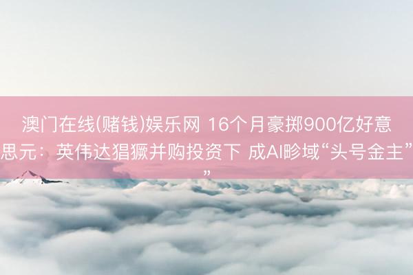 澳门在线(赌钱)娱乐网 16个月豪掷900亿好意思元：英伟达猖獗并购投资下 成AI畛域“头号金主”