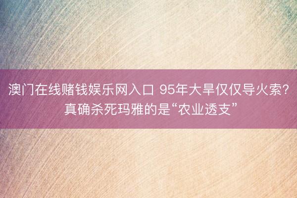 澳门在线赌钱娱乐网入口 95年大旱仅仅导火索? 真确杀死玛雅的是“农业透支”