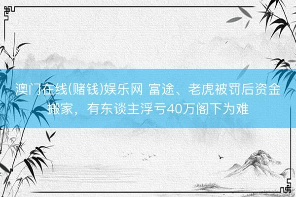 澳门在线(赌钱)娱乐网 富途、老虎被罚后资金搬家，有东谈主浮亏40万阁下为难