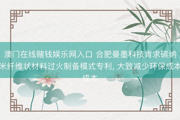 澳门在线赌钱娱乐网入口 合肥曼墨科技肯求碳纳米纤维状材料过火制备模式专利， 大致减少环保成本