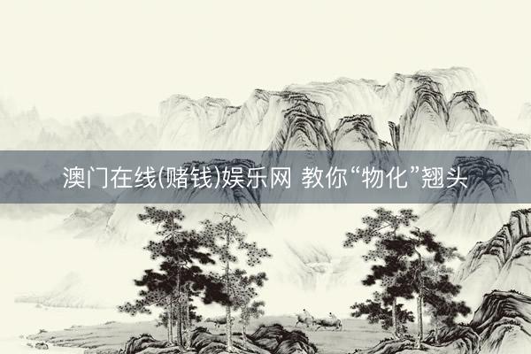 澳门在线(赌钱)娱乐网 教你“物化”翘头