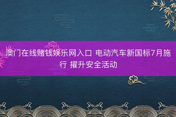 澳门在线赌钱娱乐网入口 电动汽车新国标7月施行 擢升安全活动