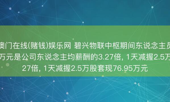 澳门在线(赌钱)娱乐网 碧兴物联中枢期间东说念主员金细波年薪56.47万元是公司东说念主均薪酬的3.27倍， 1天减握2.5万股套现76.95万元